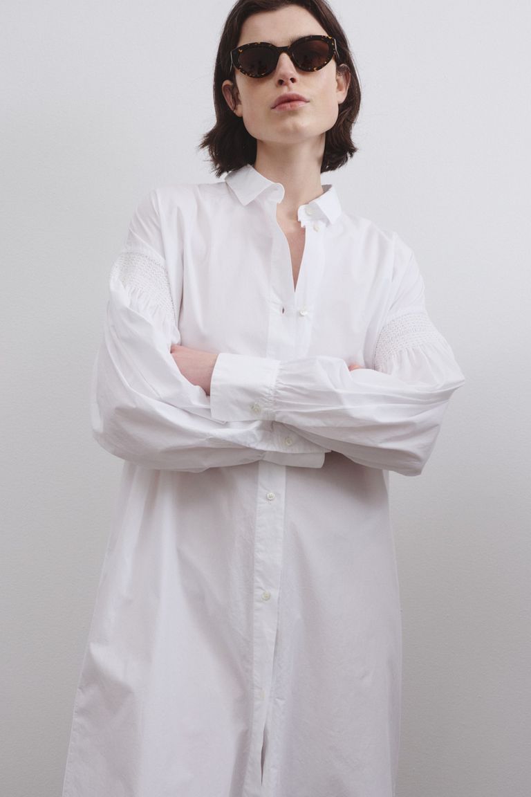 Chemisier ricamato in popeline