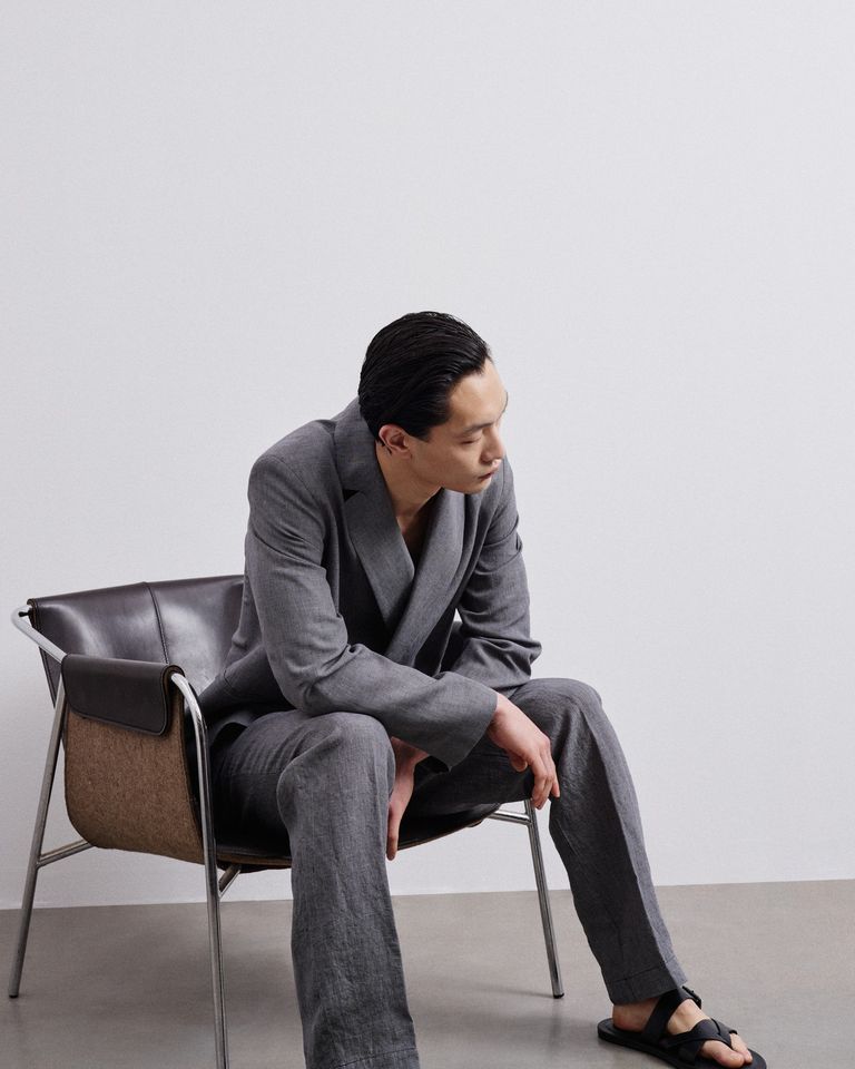 Veste en pied-de-poule de lin