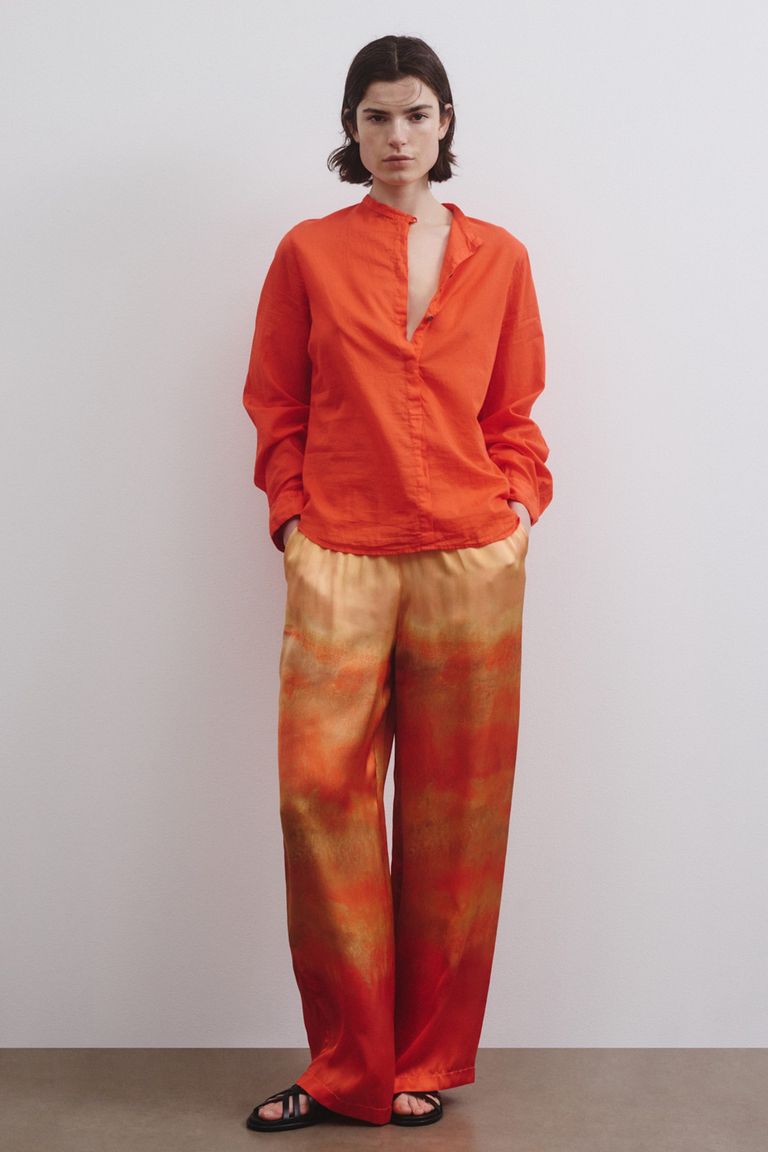 Pantalone in raso stampato