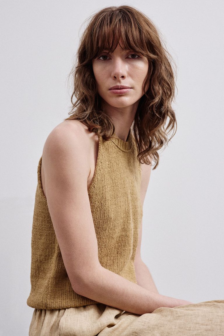 Cotton and linen knit tank top