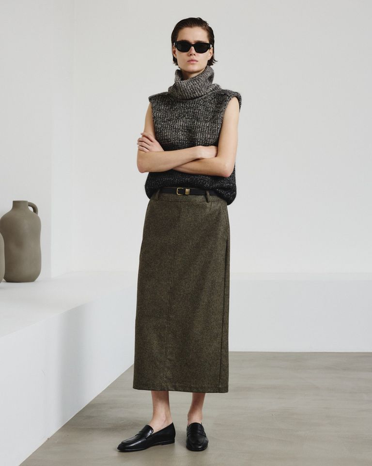 Gonna in flanella micro pied de poule