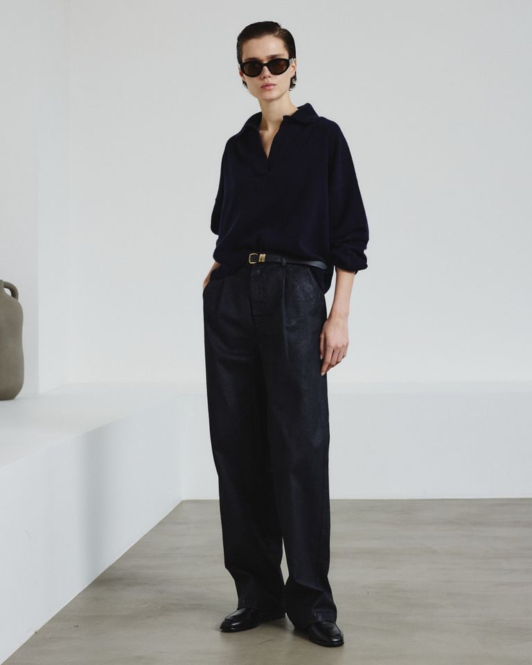 Pantalone  in drill di cotone mano pelle