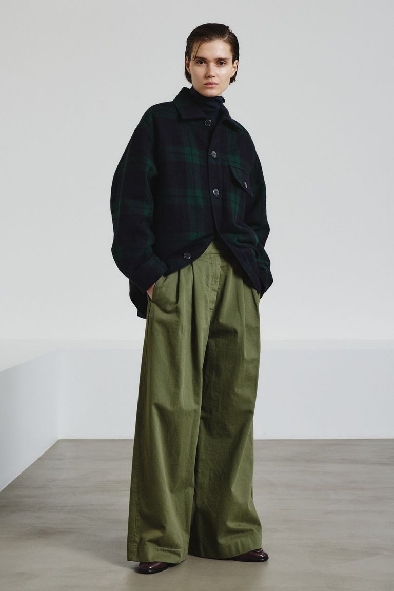 Wide-leg trousers in cotton drill