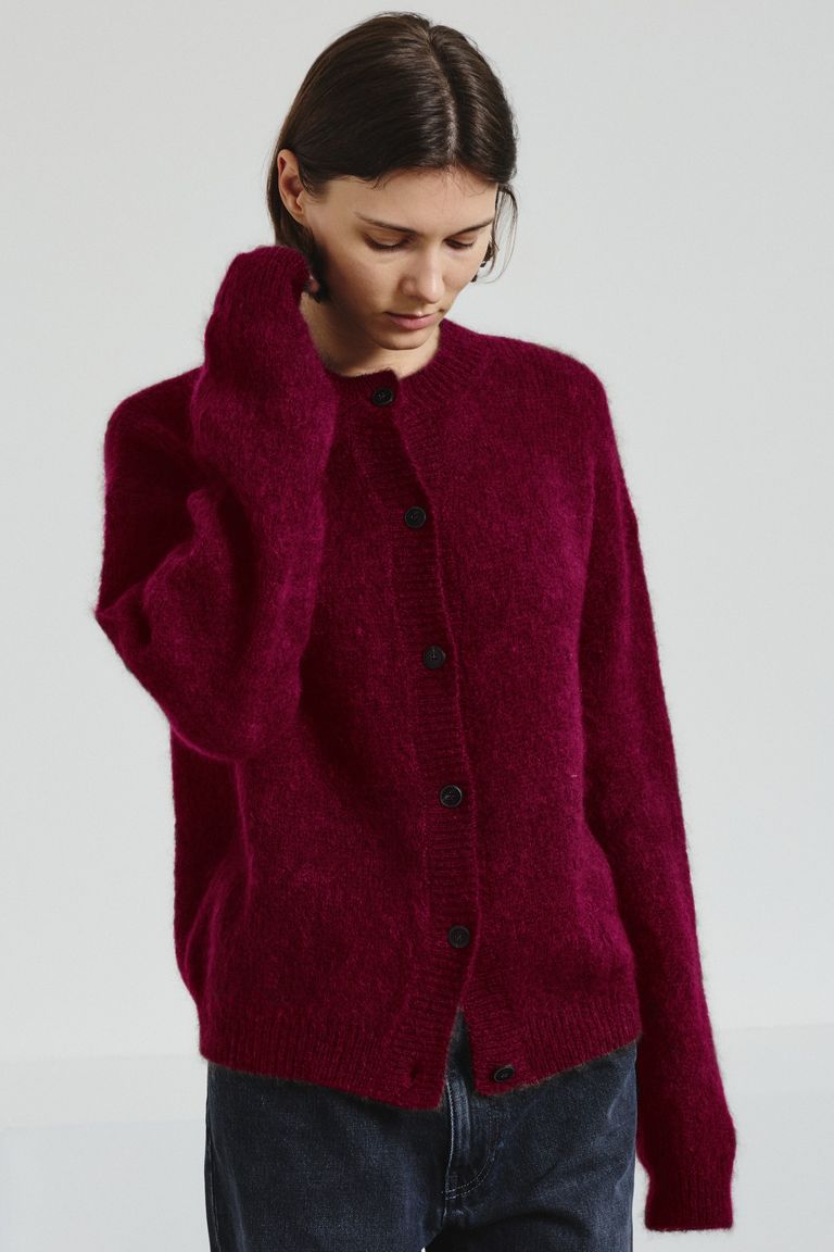 Cardigan à col rond en mohair