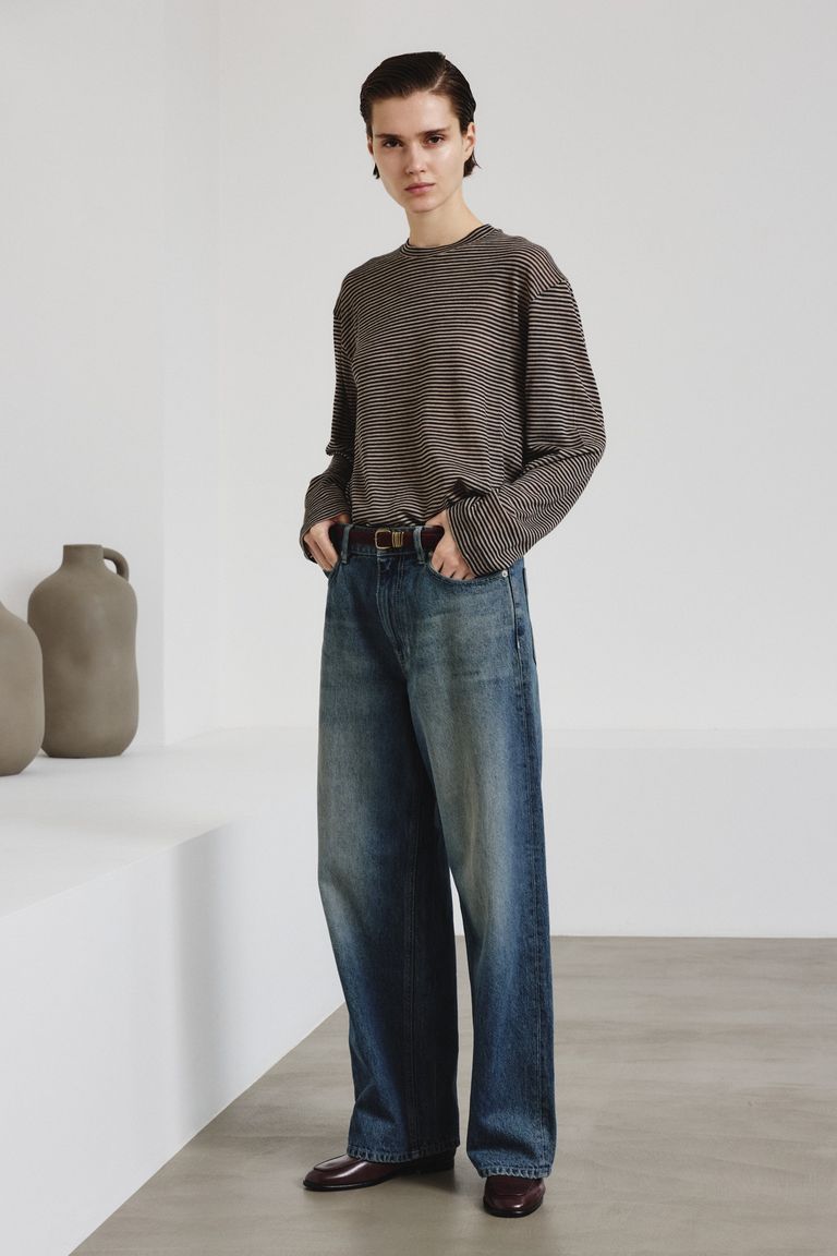 T-shirt manica lunga in jersey rigato