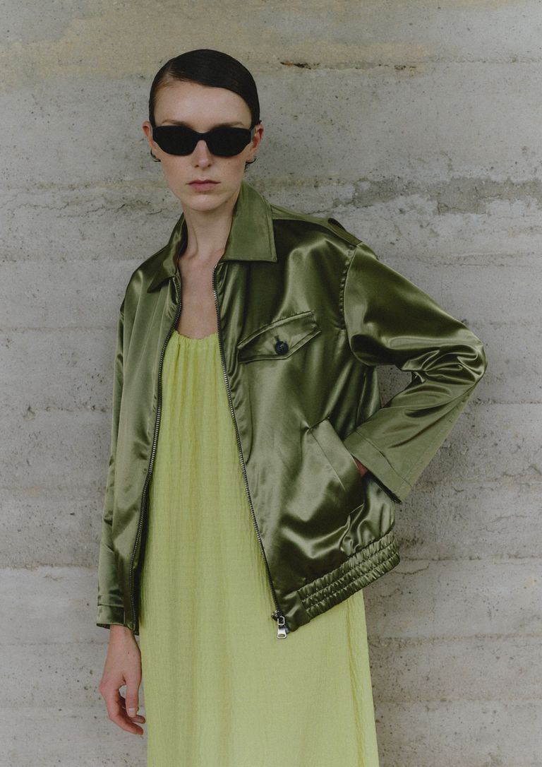 Jacket in iridescent satin