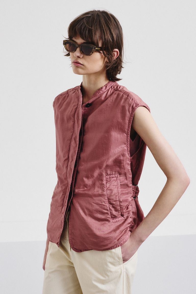 Gilet accoppiato di cotone e seta