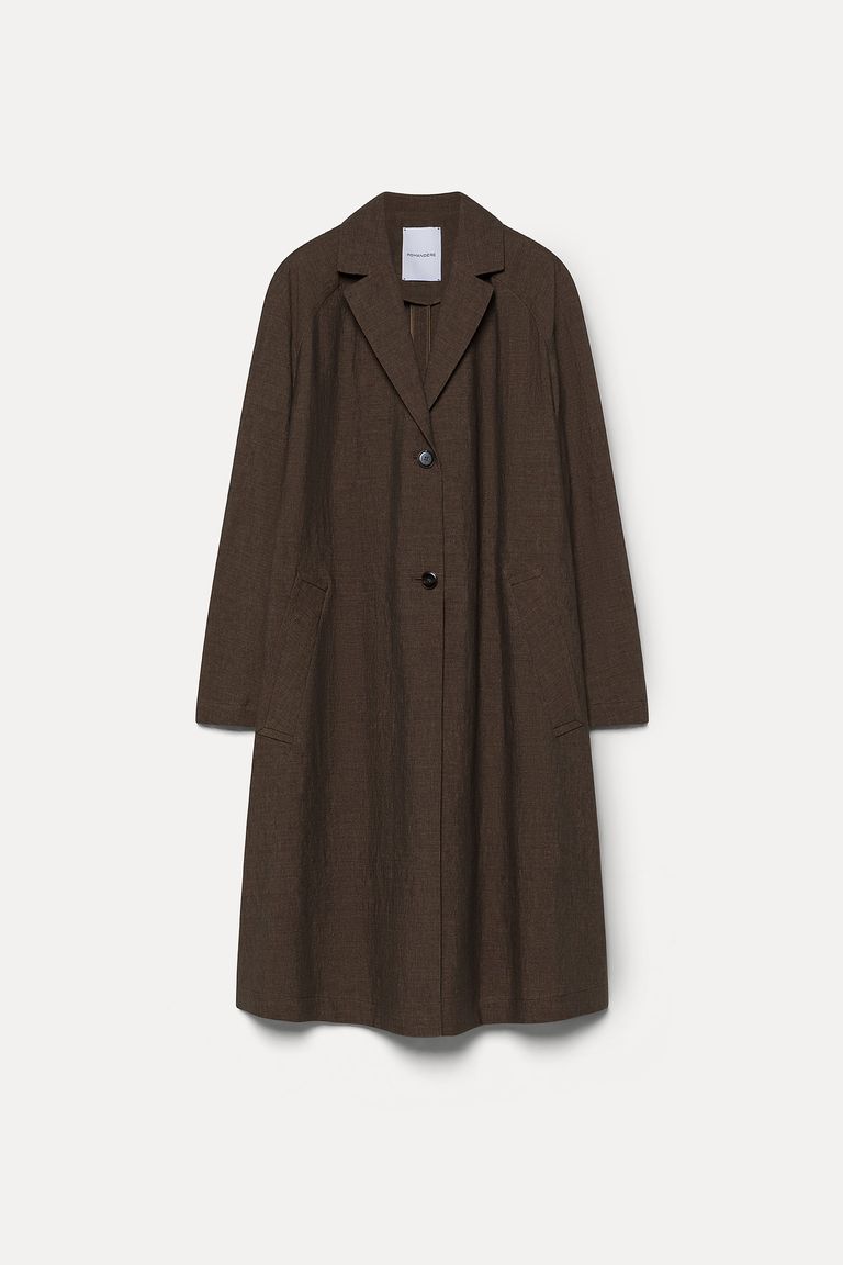 Linen and cotton panama coat cocoa