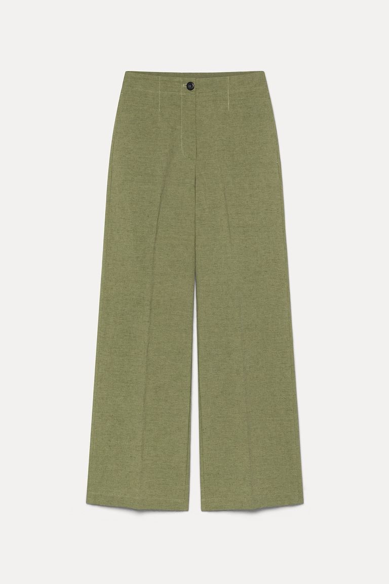 Iconic cotton and linen twill trousers wasabi