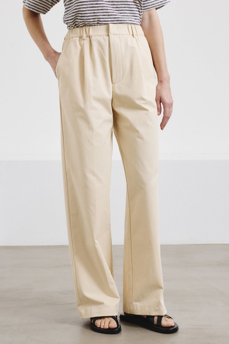 Pantalone in drill di cotone tecnico avorio