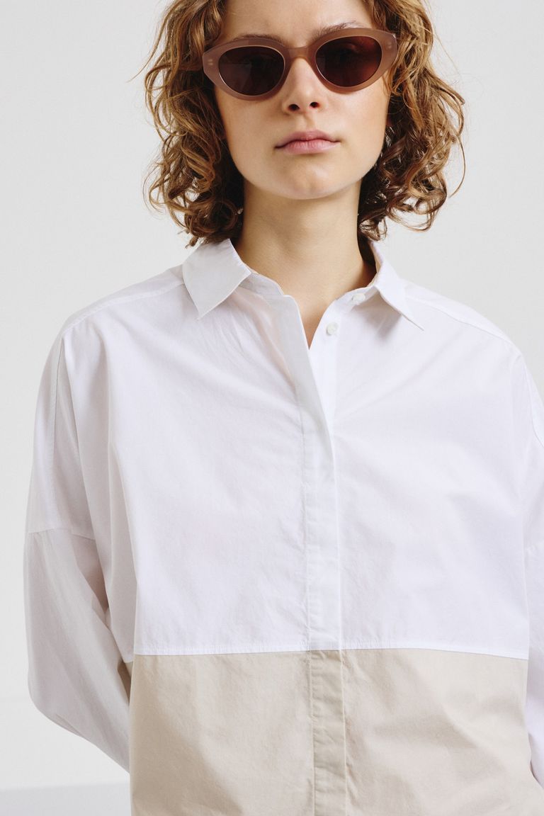 Camicia in popeline color block