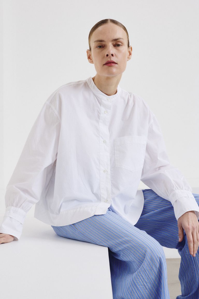 Chemise en popeline de coton blanc optique