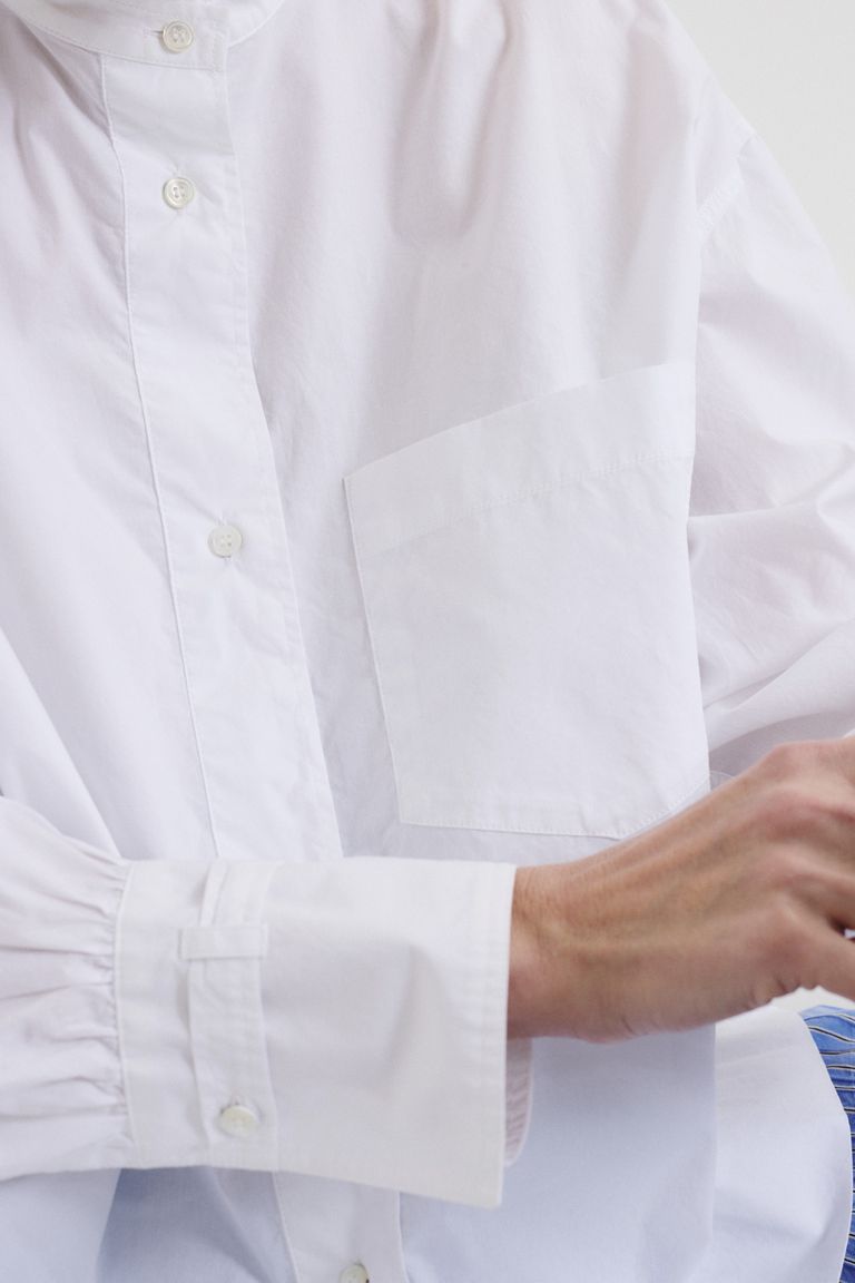 Chemise en popeline de coton blanc optique