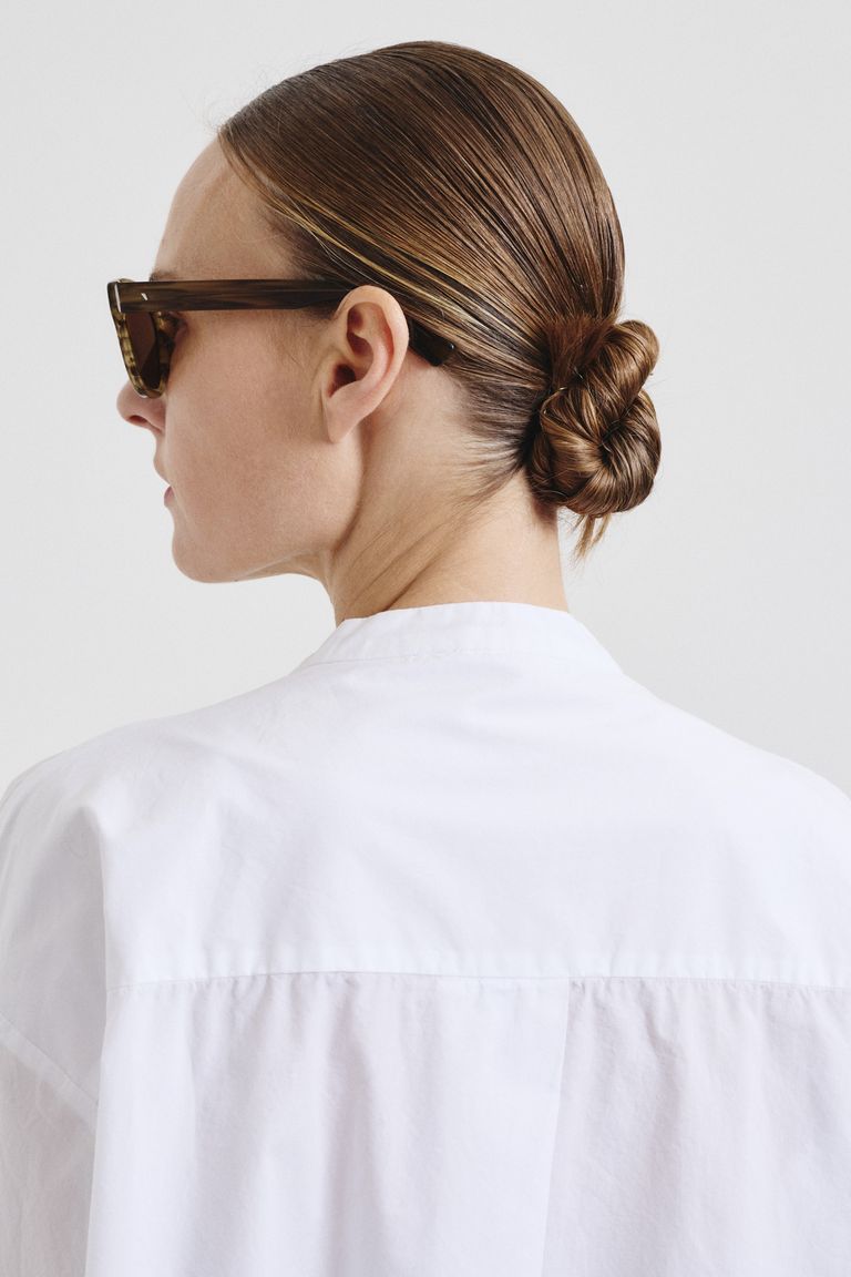 Polo-button shirt in cotton poplin optic white