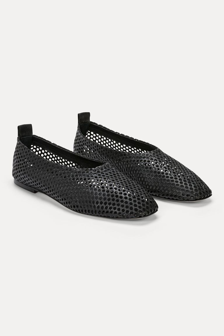 Laser-cut leather ballerina flats