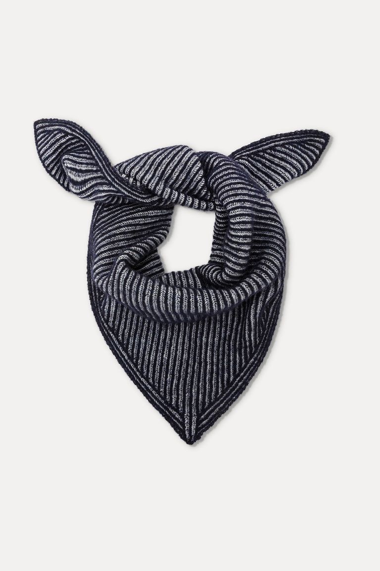 Foulard en maille vanisée en alpaga et laine bleu marine