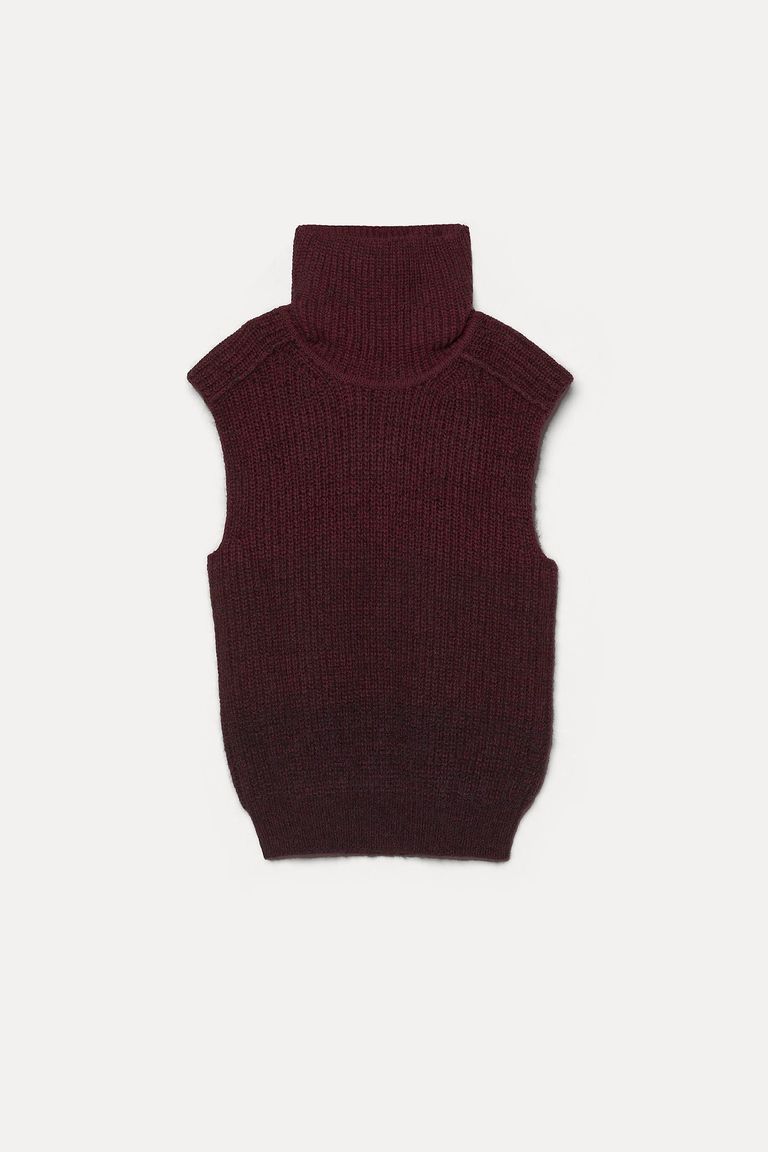 Sleeveless turtleneck in gradient English rib knit