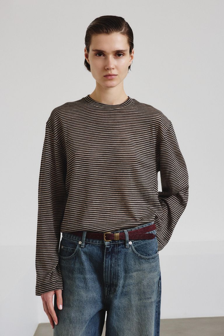 Long-sleeve T-shirt in striped jersey