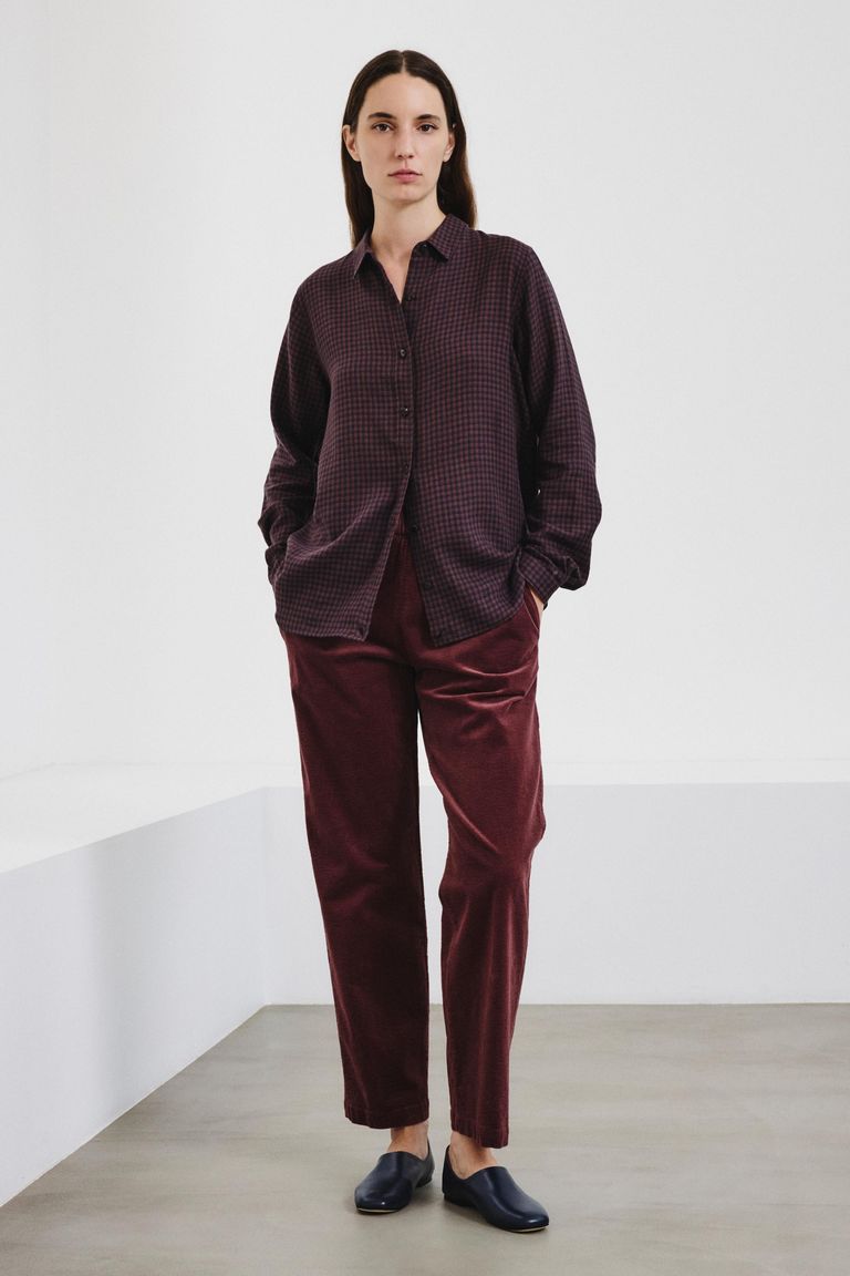 Pantalone jogging in velluto a coste malva