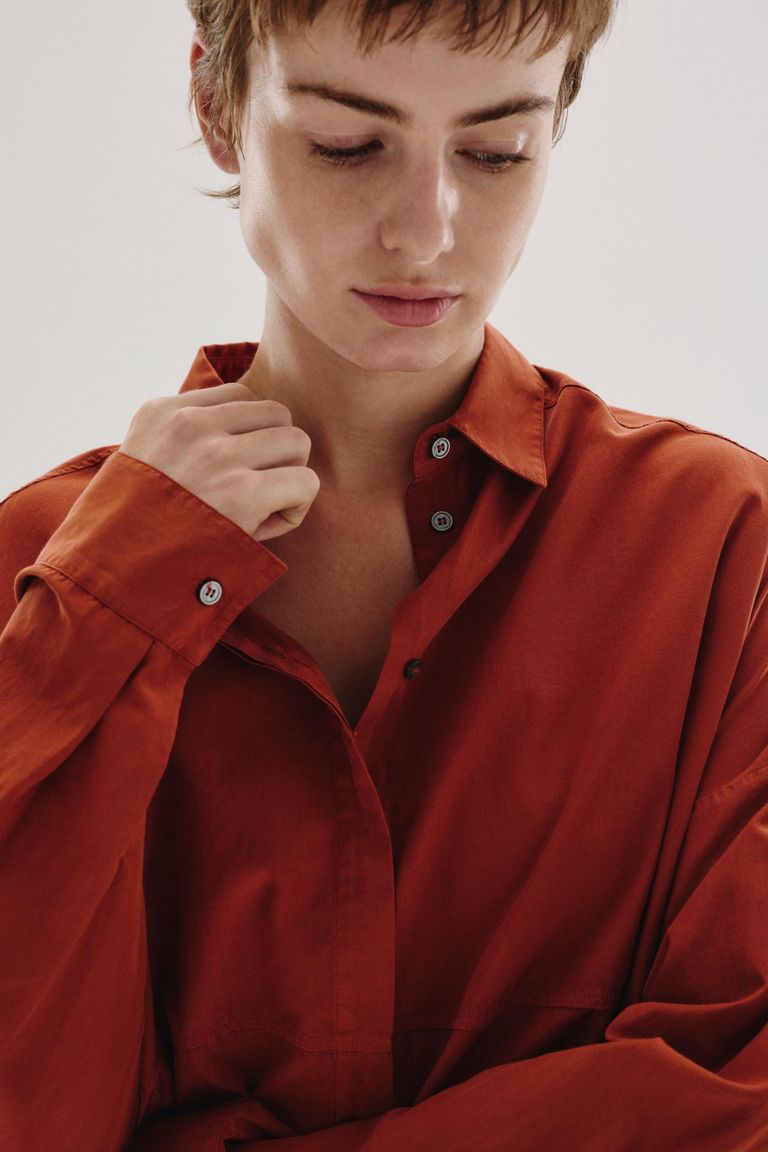 Camicia in habutai di seta e cotone cotto