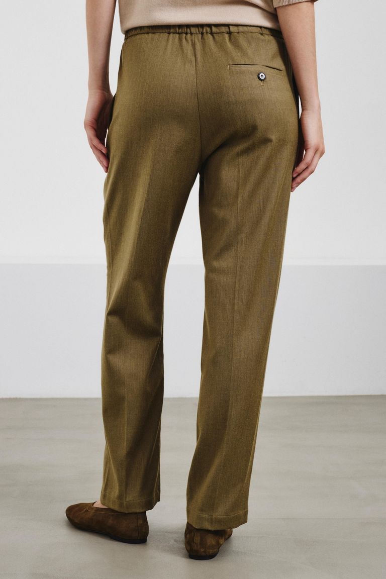 Pantalon de jogging en flanelle de coton et laine chinée avocat