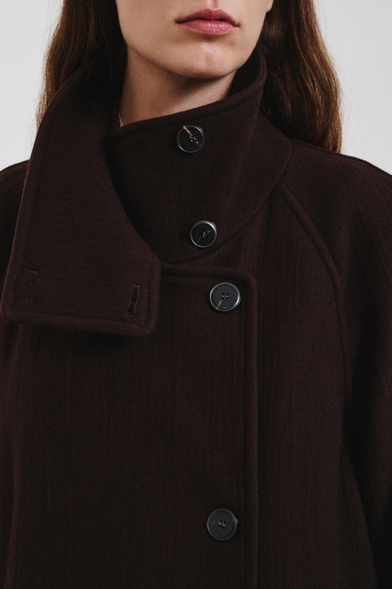 Manteau croisé en drap de laine et cachemire