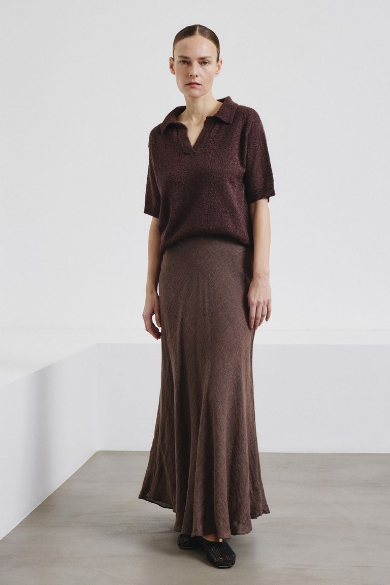 Linen and cotton knit polo