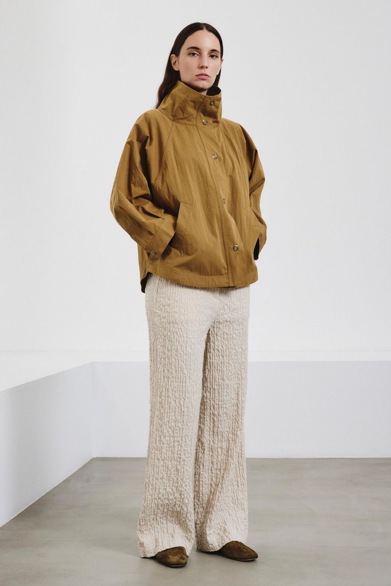 Technical cotton caban jacket mustard