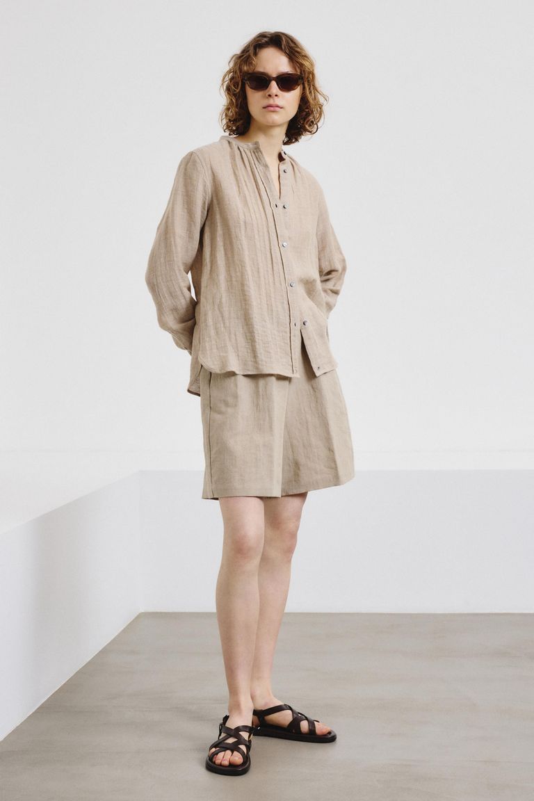 Linen and cotton gauze shirt