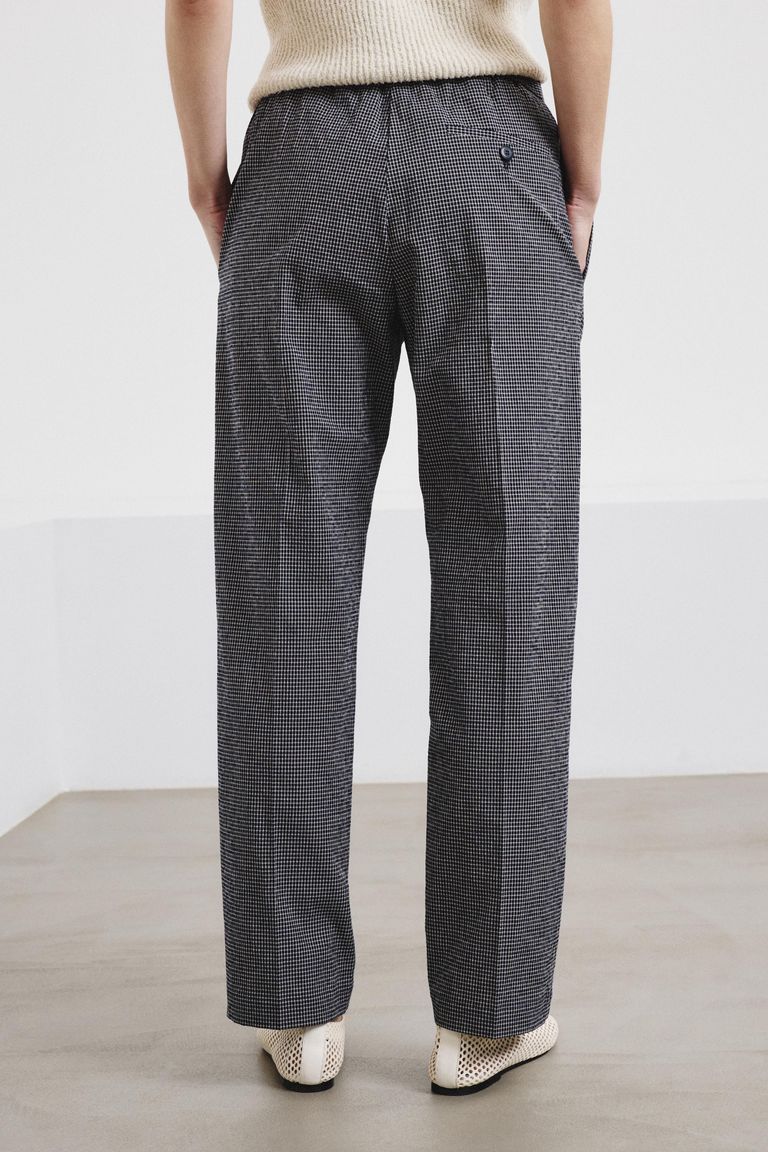 Cotton micro-gingham jogging trousers