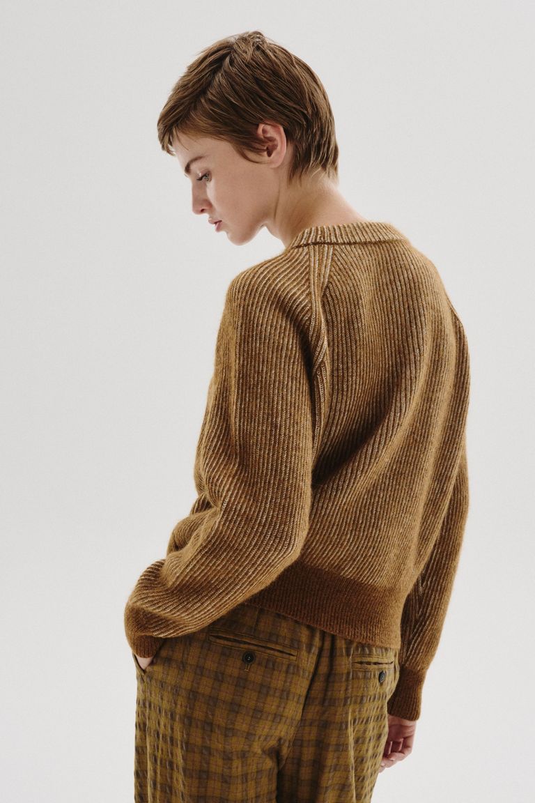 Maglione girocollo in vanisè di alpaca e lana