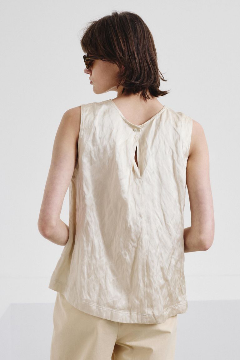 Top in raso di viscosa crinkled