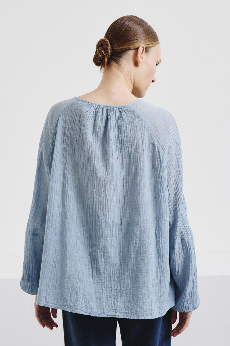 Organic cotton crêpe gauze blouse