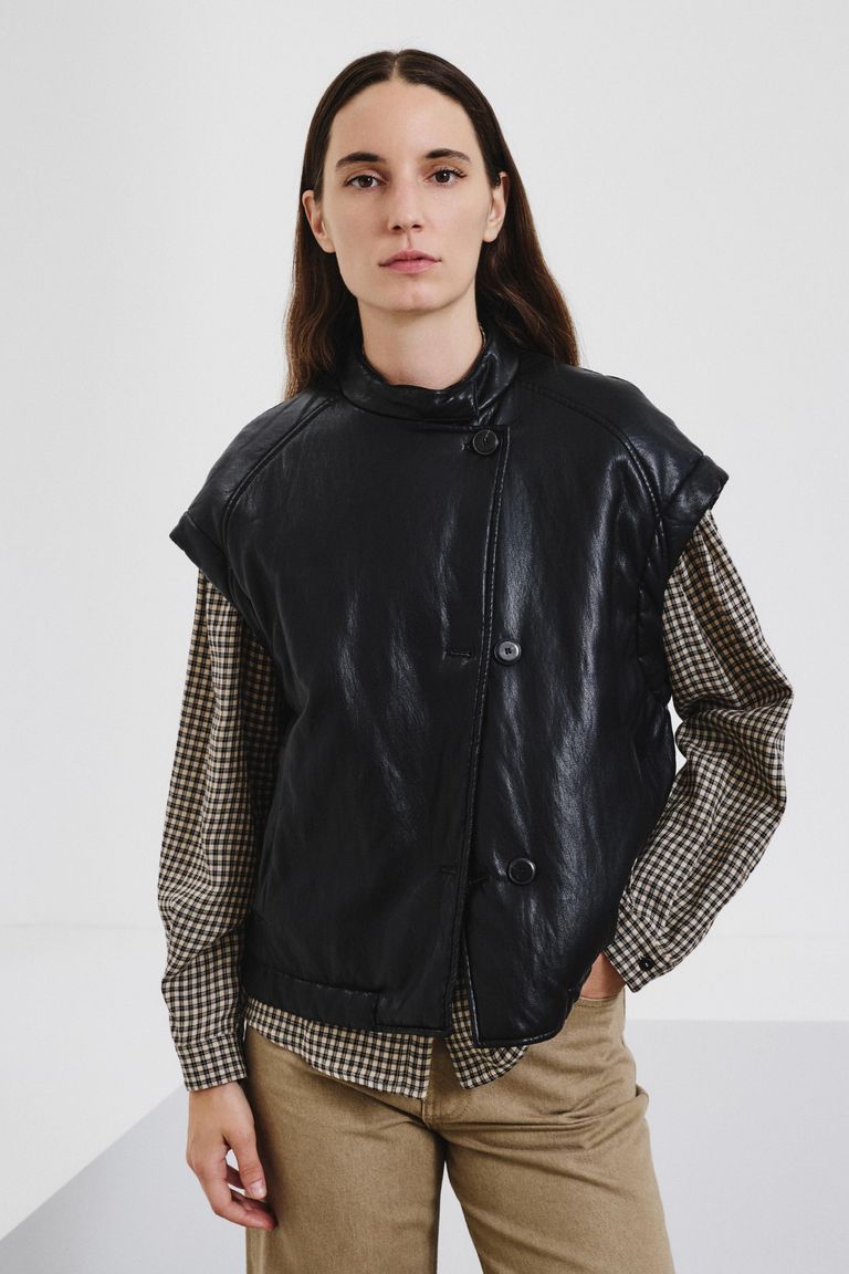 Gilet in ecopelle nero
