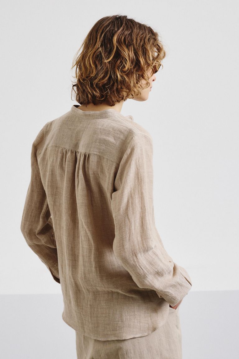 Linen and cotton gauze shirt