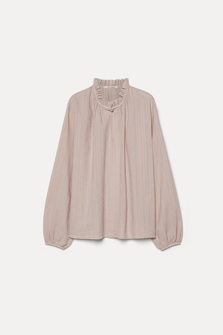 Striped cotton and linen jacquard shirt