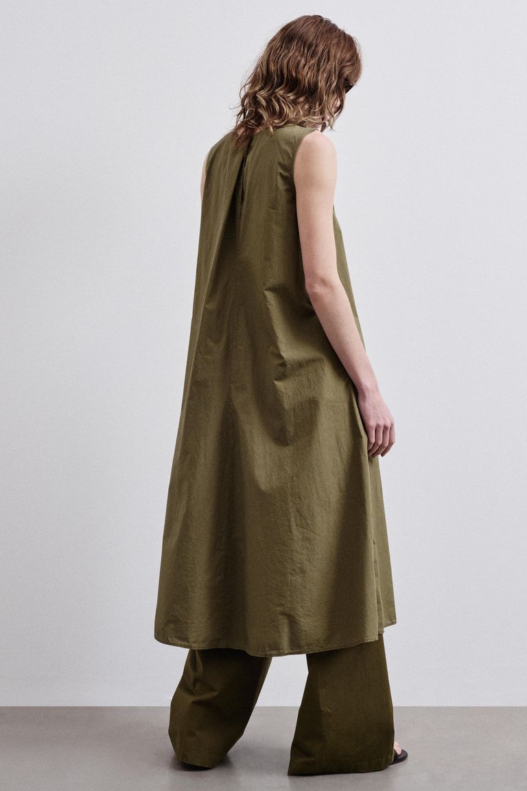 Robe en popeline de coton kaki