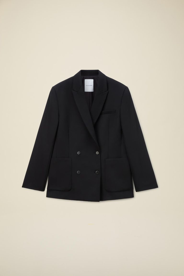 Giacca doppiopetto in gabardina misto lana