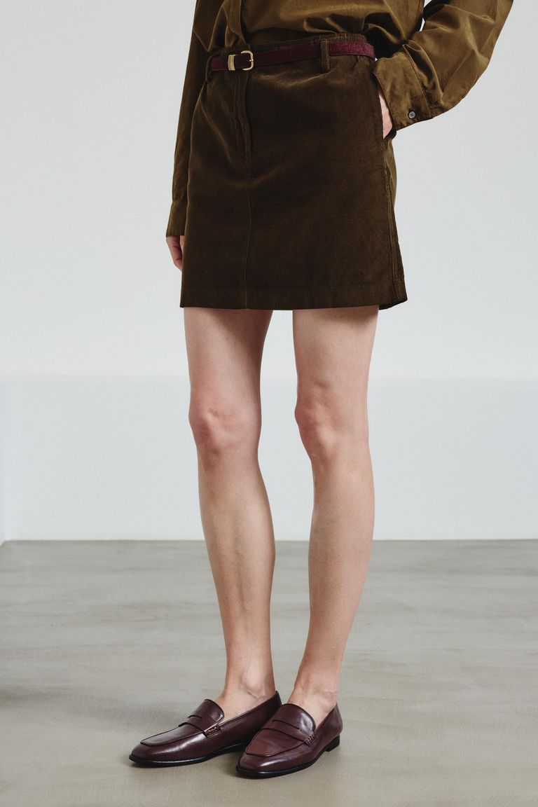 Fine-wale corduroy mini skirt