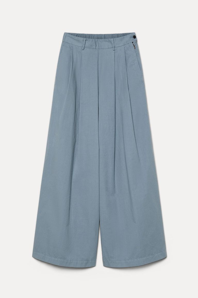 Wide-leg cotton gabardine trousers