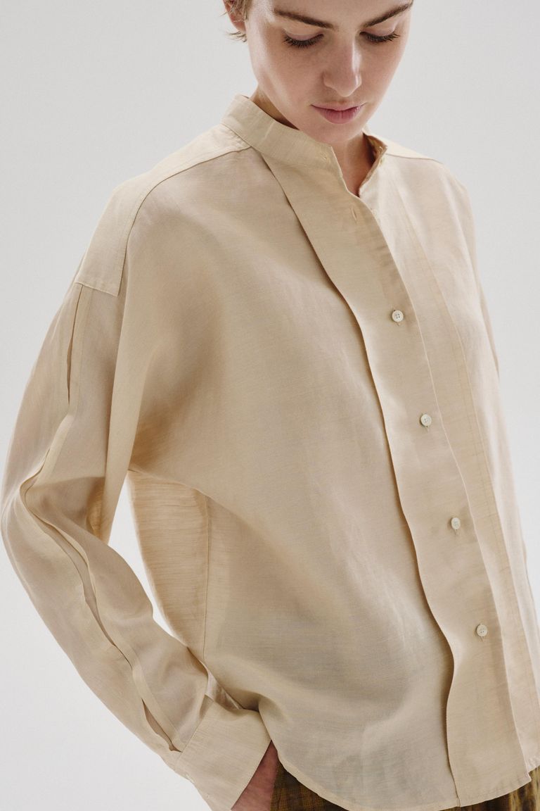 Chemise en shantung de lin, viscose et soie