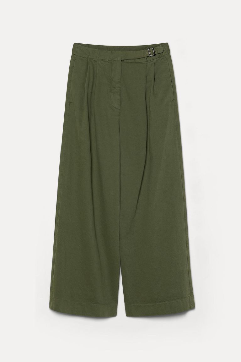 Wide-leg trousers in cotton drill