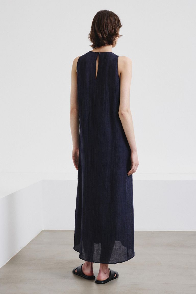 Sleeveless linen and cotton gauze dress