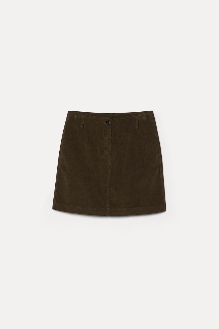 Fine-wale corduroy mini skirt