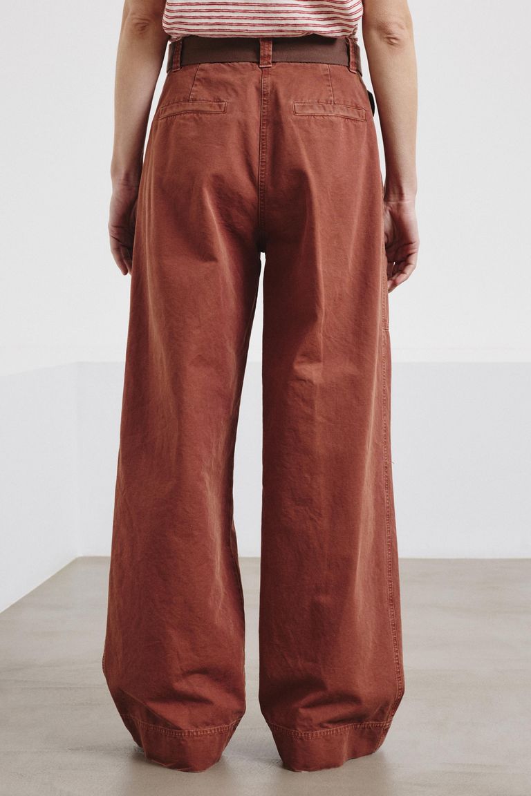 Cargo-style cotton panama trousers