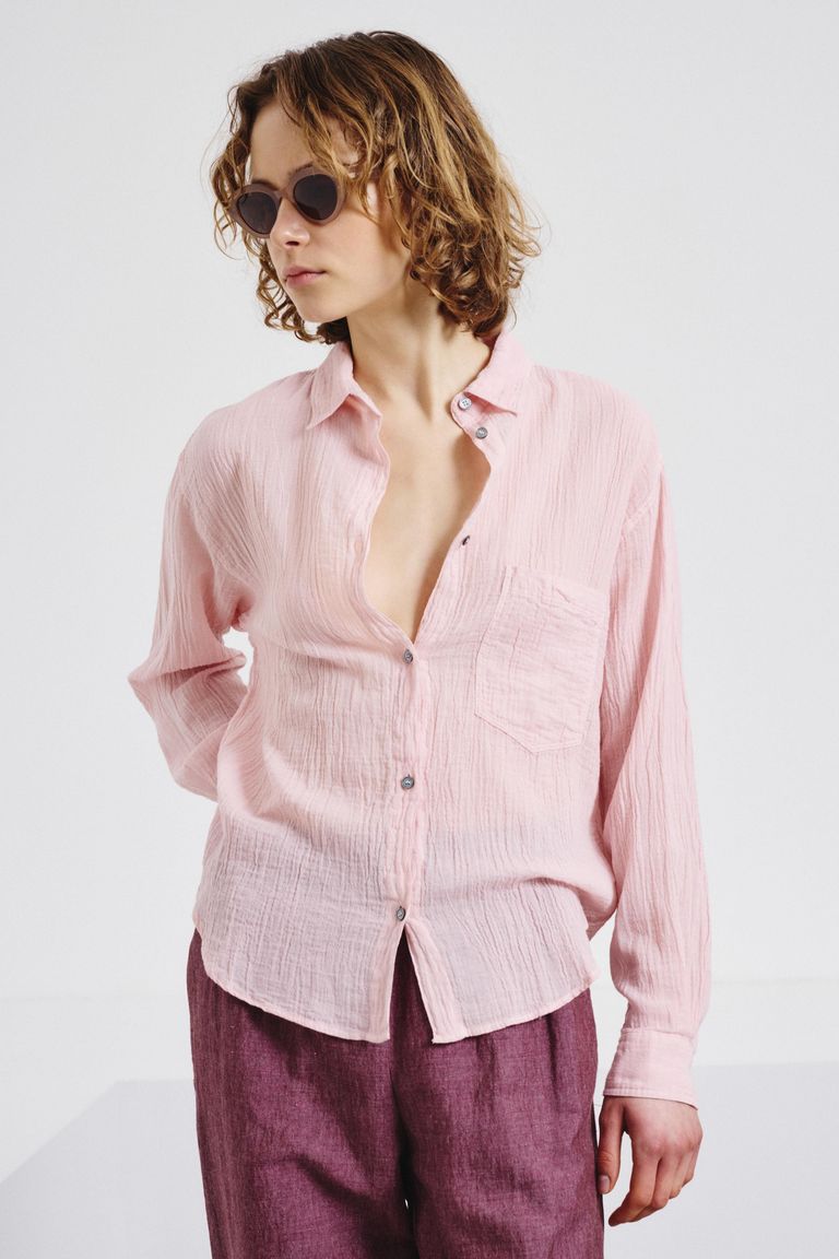 Organic cotton crepe gauze shirt