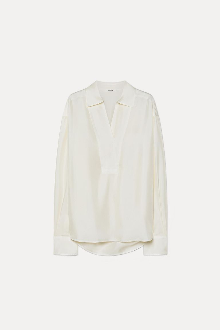 Chemise en twill de soie col V