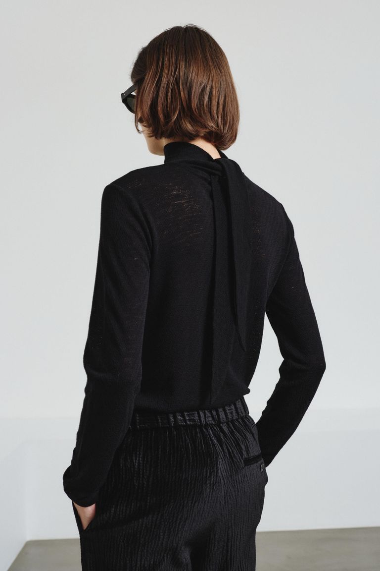 T-shirt with scarf detail in openwork jersey