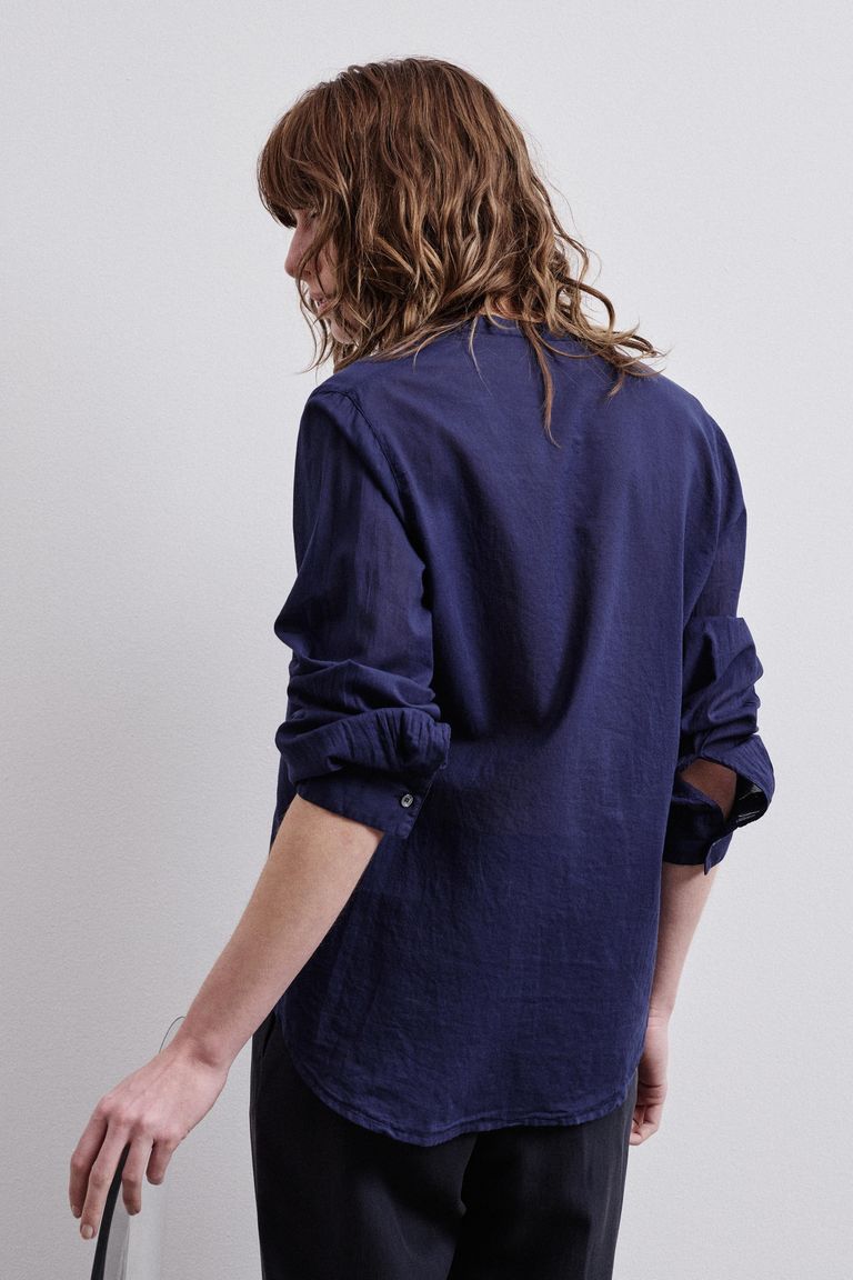 Cotton muslin shirt midnight blue