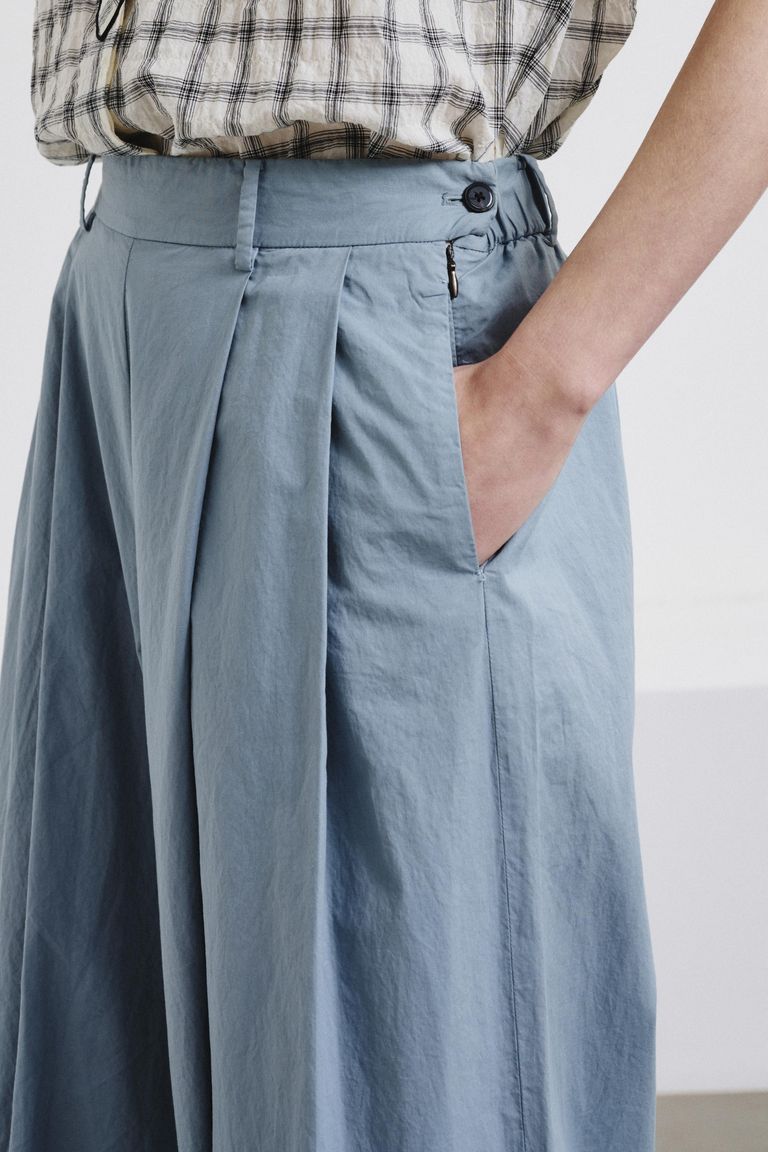 Wide-leg cotton gabardine trousers
